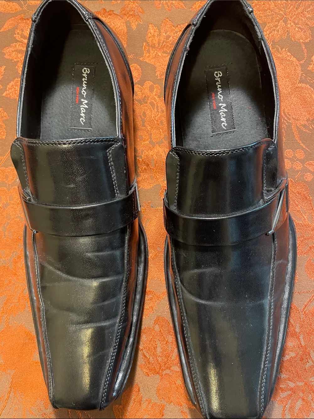 Bruno Marc Leather Slip-On Black Loafers. Size 12, Like New.
